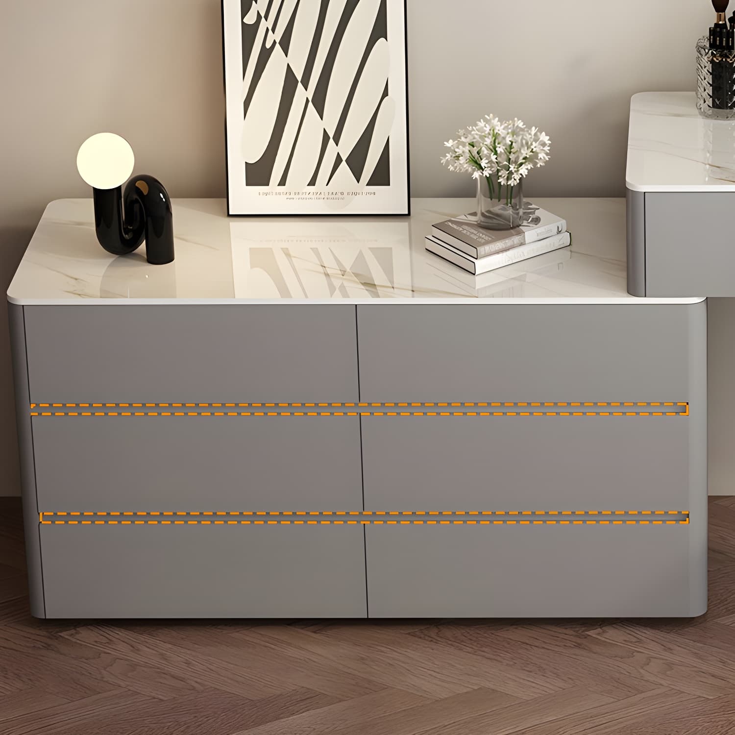 Modern Wood Makeup Vanity with Soft Close Drawer Glides & 2 Drawers - image 9