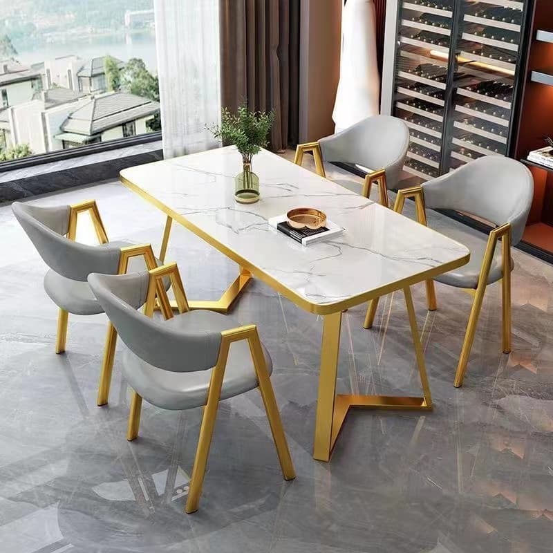 Dining Table Set in Luxurious Style with Recycled Wood Top and Sleighing Base - image 12