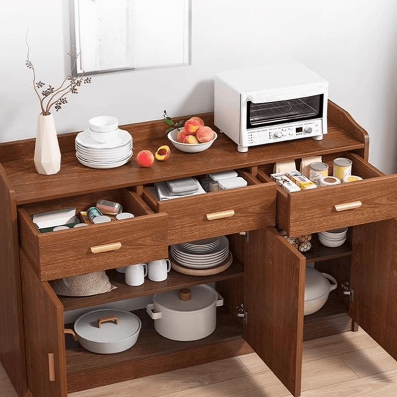 Modish Sideboard/Microwave Shelf Cabinet with Multiple Drawers, Narrow Size, 1 to 3 Shelves, Larder Storage, Timber Countertop, and Various Doors - image 8