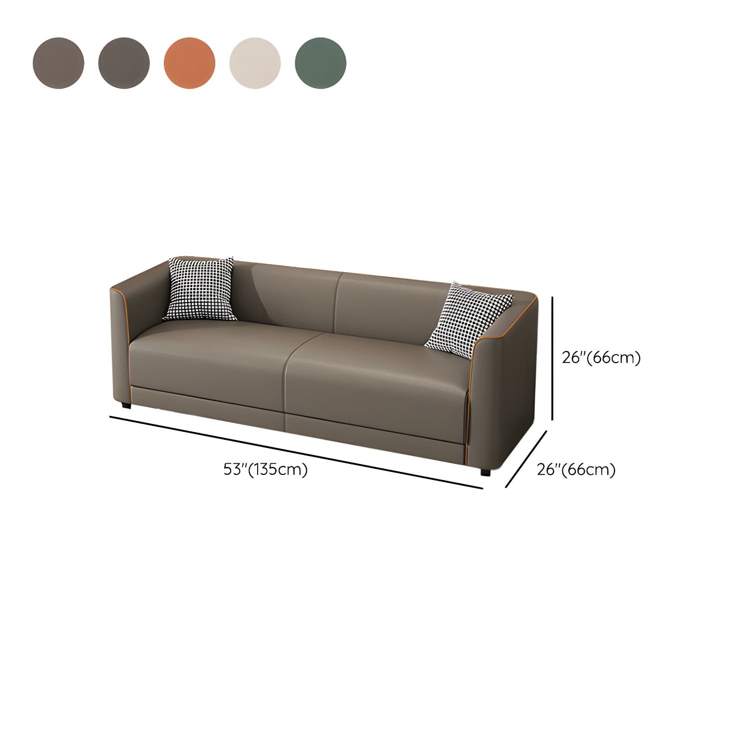 Tuxedo Arm Sofa with Tight Back 25.98" High Contemporary Faux Leather - image 18