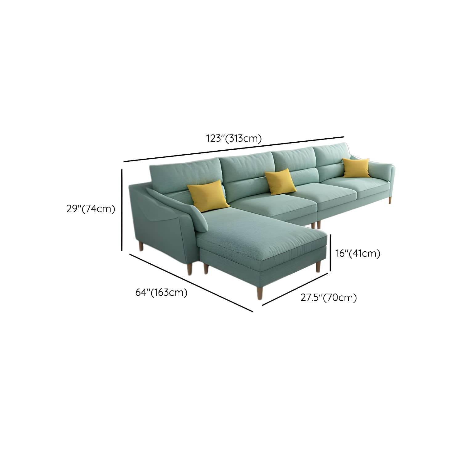 Scandinavian Wood Frame Straight Modular Sofa with Slipcover and Ottoman in 3 Piece Set - image 22