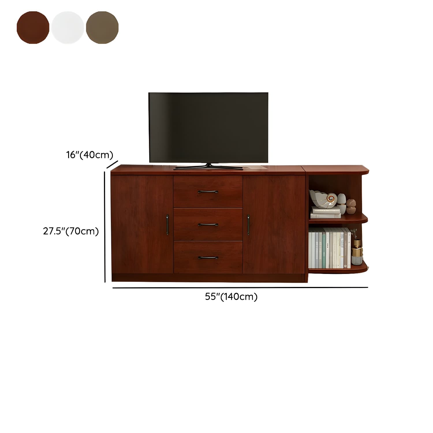 Modern Solid Wood Corner TV Stand Console with Storage Drawers & Shelves - image 15