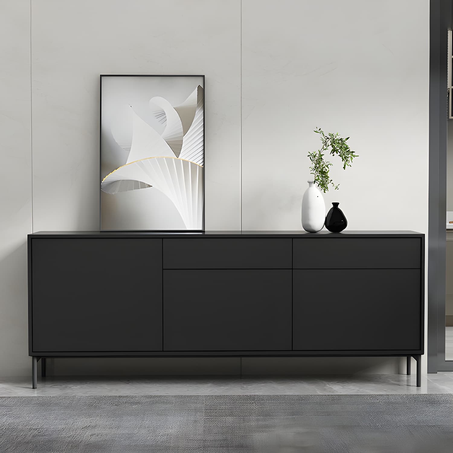 Wooden Rectangle Sideboard Cabinet Modern Kitchen Sideboard for Home - image 19