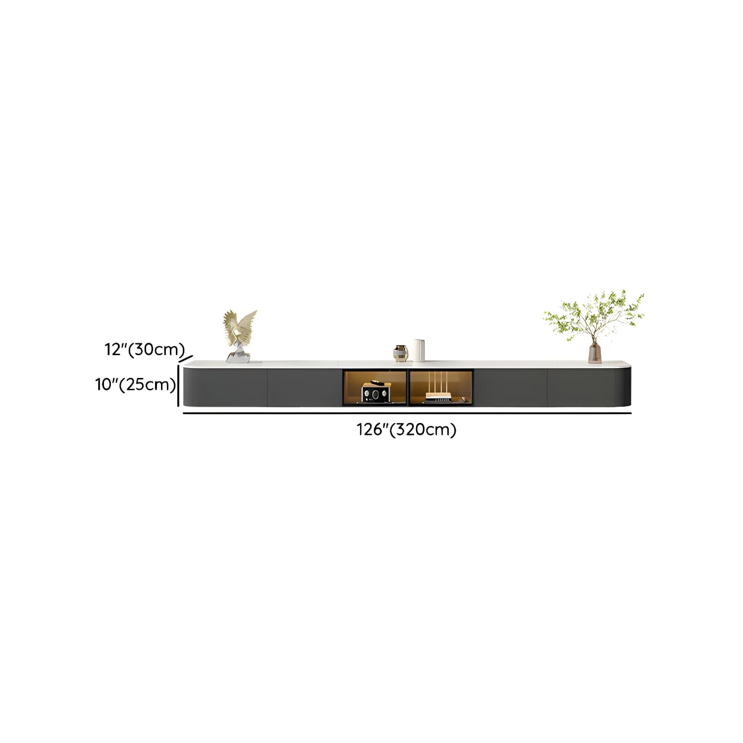 Rectangle TV Stand With Light In Living Room - image 17