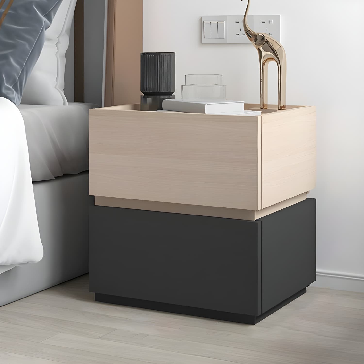 19.1" Tall 2 - Drawer Nightstand Wooden Accent Table Nightstand for Bedroom - image 5