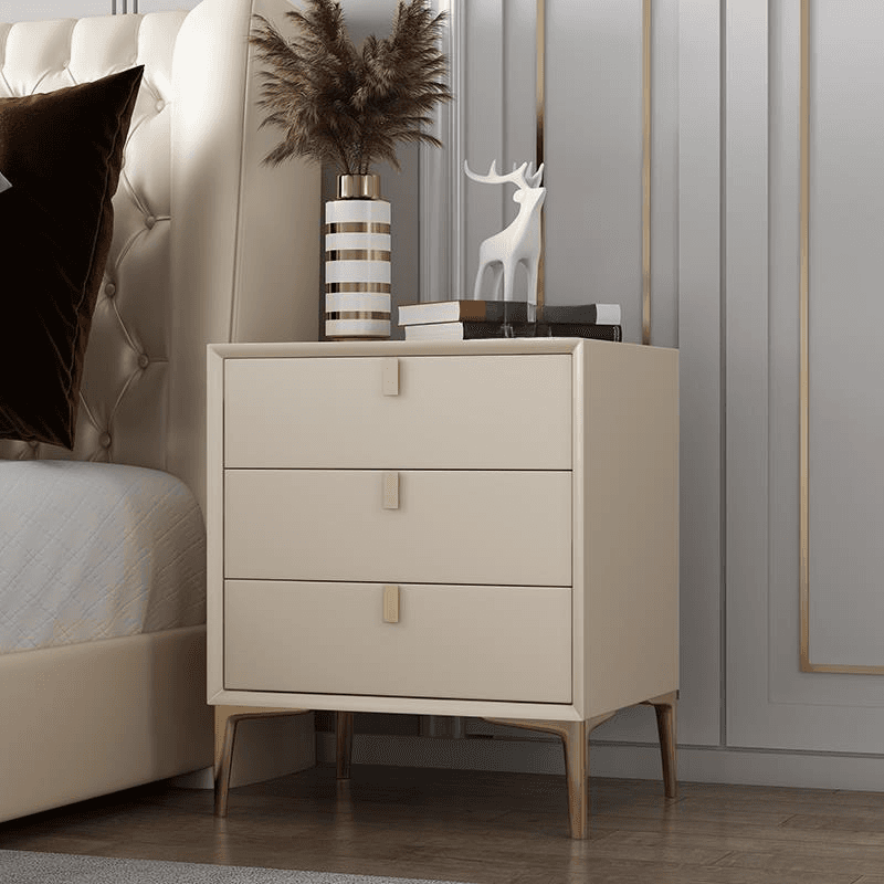 Modern Lumber Nightstand With Drawer Storage & Leg, 3 Drawers/2 Drawers