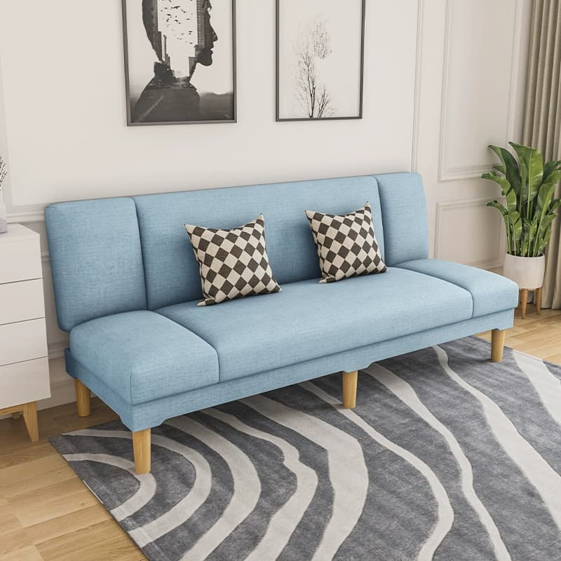 Scandinavian Armless Sleeper Sofa, Light Wood, Foam Filling, Includes Pillows - image 9