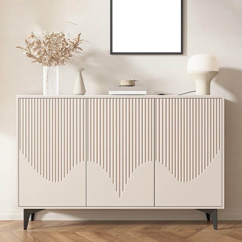 Modern Rectangular Manufactured Wood Accent Cabinet in Beige with Interior Partitions and Metal Legs - image 8