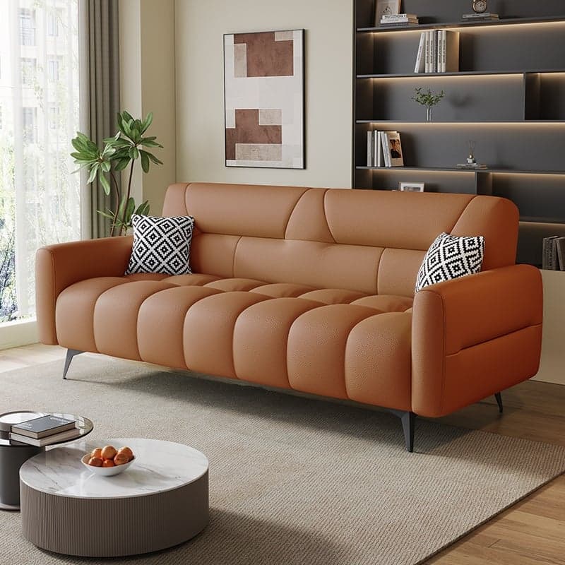 Trendy Solid Color Scratch-immune Standard Sofa in Light Gray/Cerulean/Light Green with Arm, 4-seater/Seats 3, and 2 Pillows - image 8