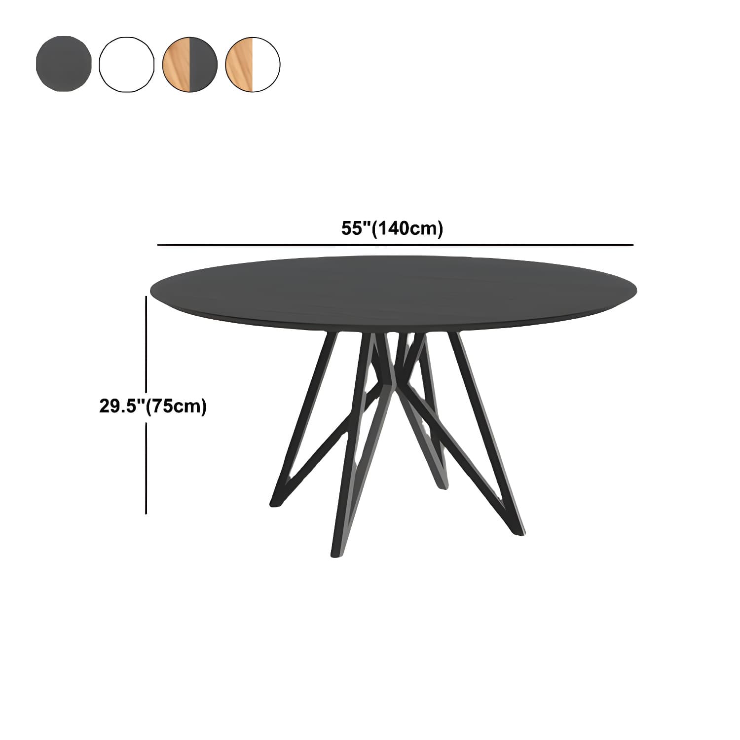 Metal Contemporary Round Dining Table Pine Wood Top Table for Dining Room - image 15