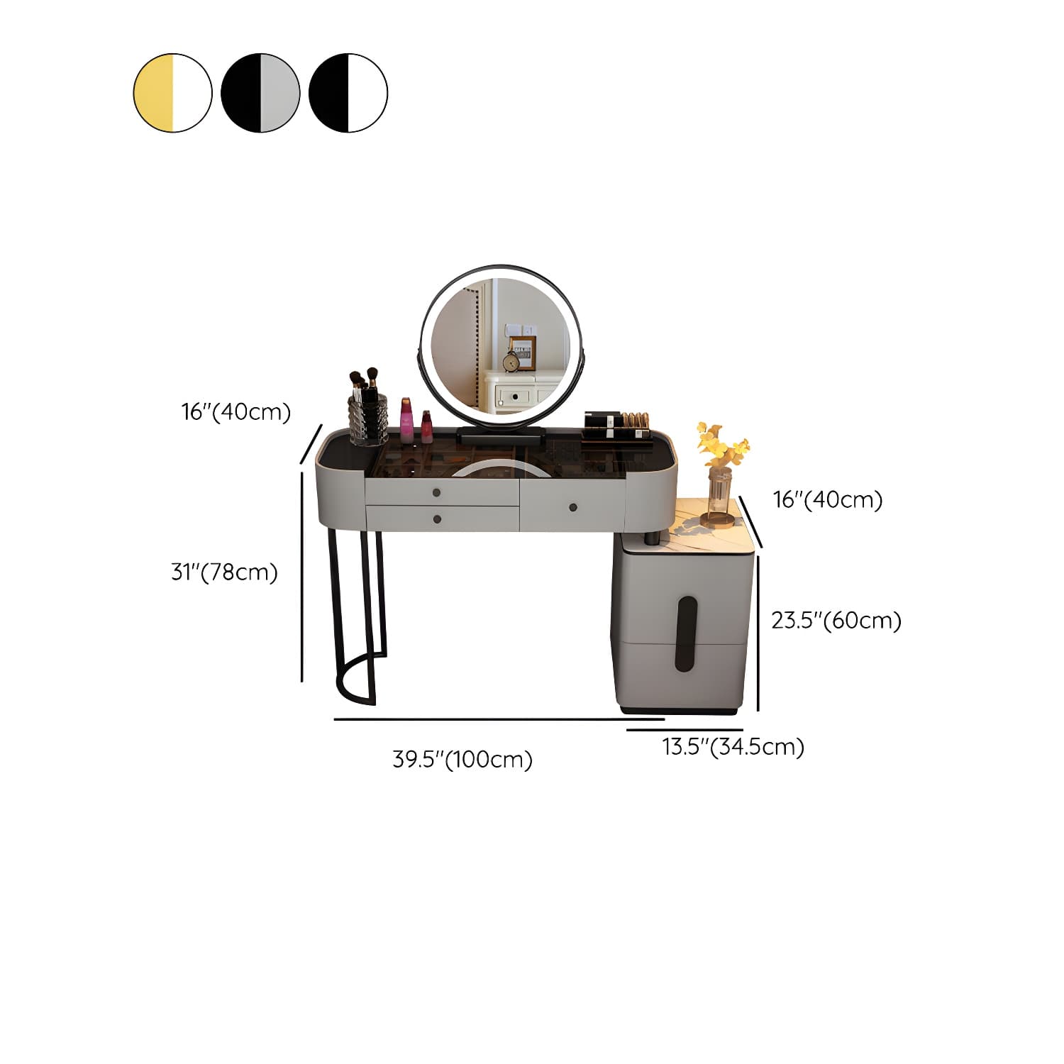 Contemporary Wood Make-up Vanity 15.75" Wide Make-up Vanity with Drawers - image 24