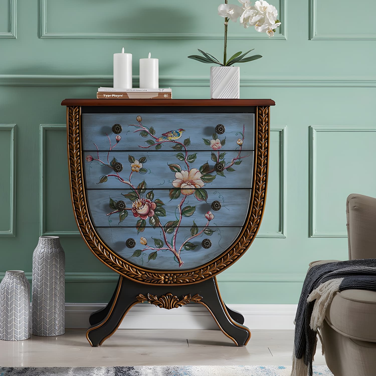 Rustic Wood Chest Vertical Chest with Drawers for Living Room - image 19