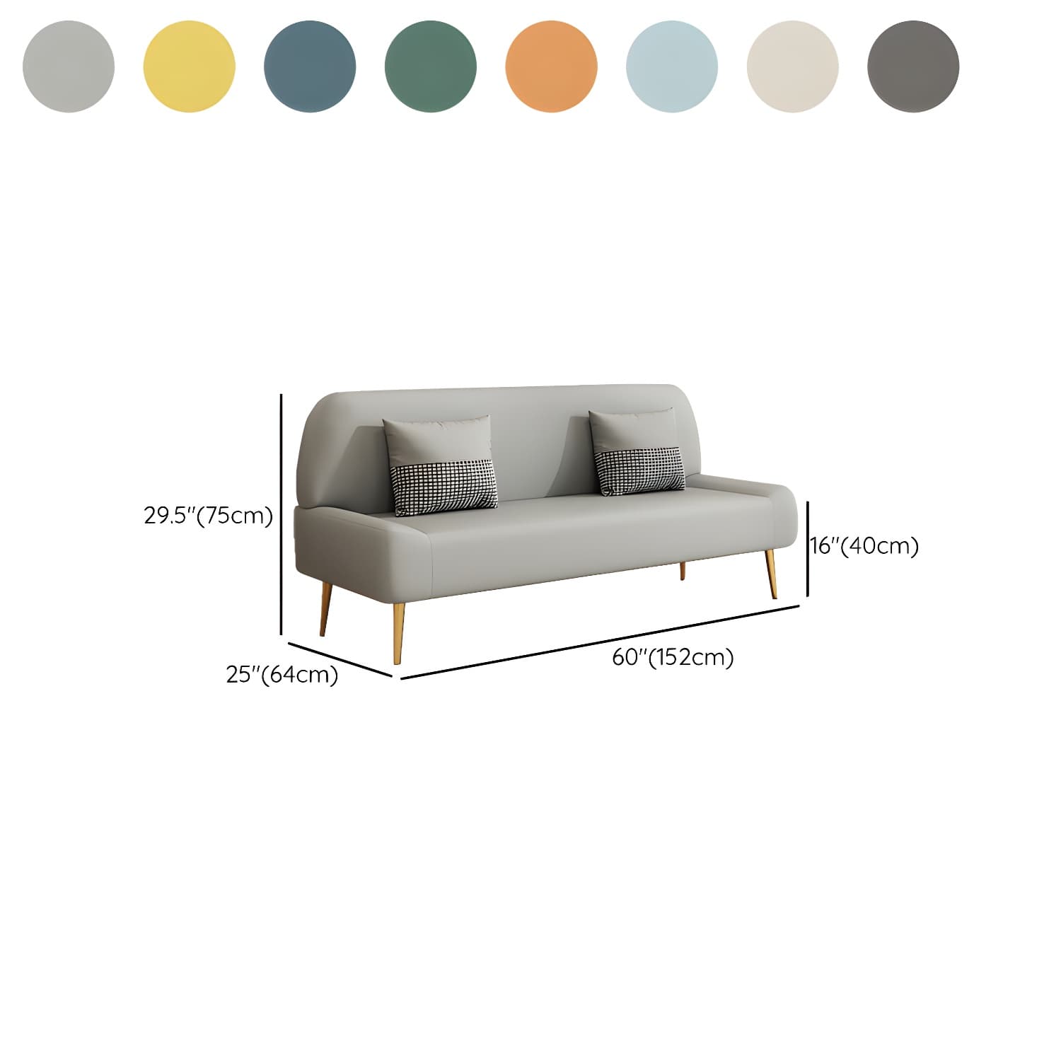Scandinavian Faux Leather Small Size Sofa with Armless Design in Solid Color - image 21