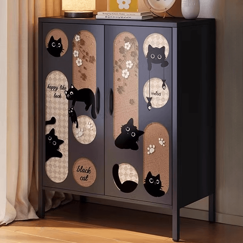 Rectangular Damp-proof Scratch-immune Accent Cabinet with Steel Countertop, Adjustable Shelf, Grip Bars, and Midnight Black Top - image 3
