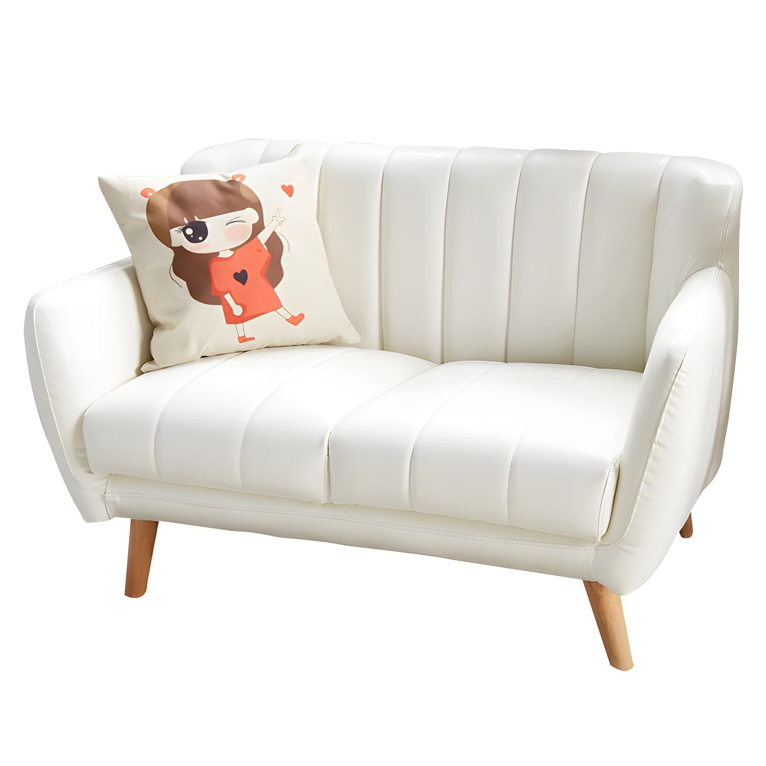 Modern Stain-Resistant Leather Sofa Square Arm Settee with Tight Back - image 9