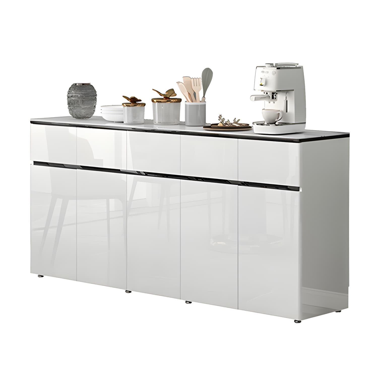 Contemporary Glass Top Sideboard Cabinet with Drawer for Living Room - image 14