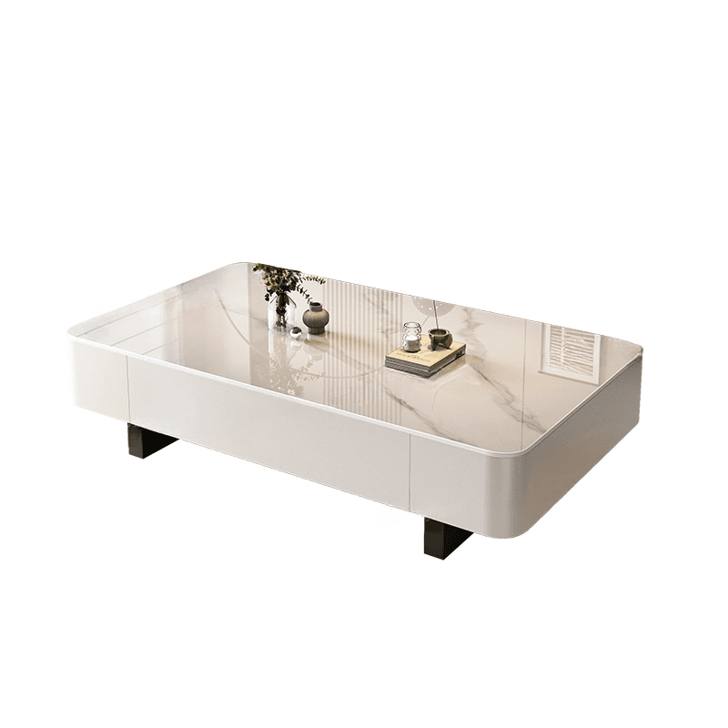 Rectangular Side Table with Twin Support Base, Rawhide Upholstery, and 2 Drawers - image 11