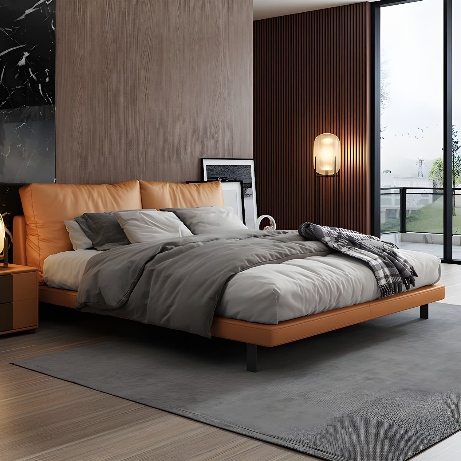 Modern Wood Upholstered Standard Bed Modern Queen/King Bed Frame - image 4