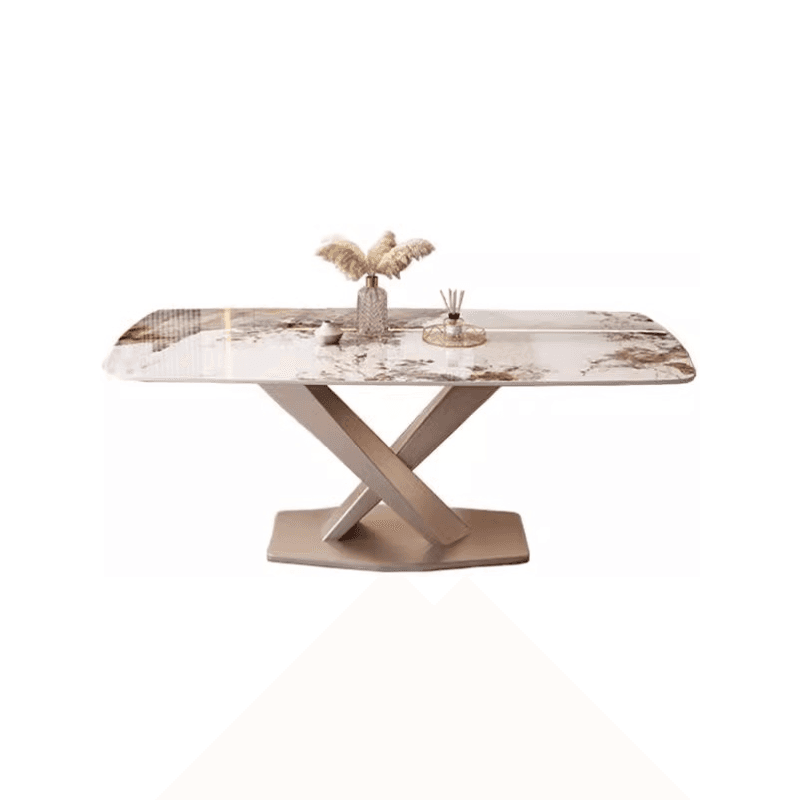 Modern Rectangle Slate Dining Table Set with Pedestal Base and Fixed Mechanism - image 3