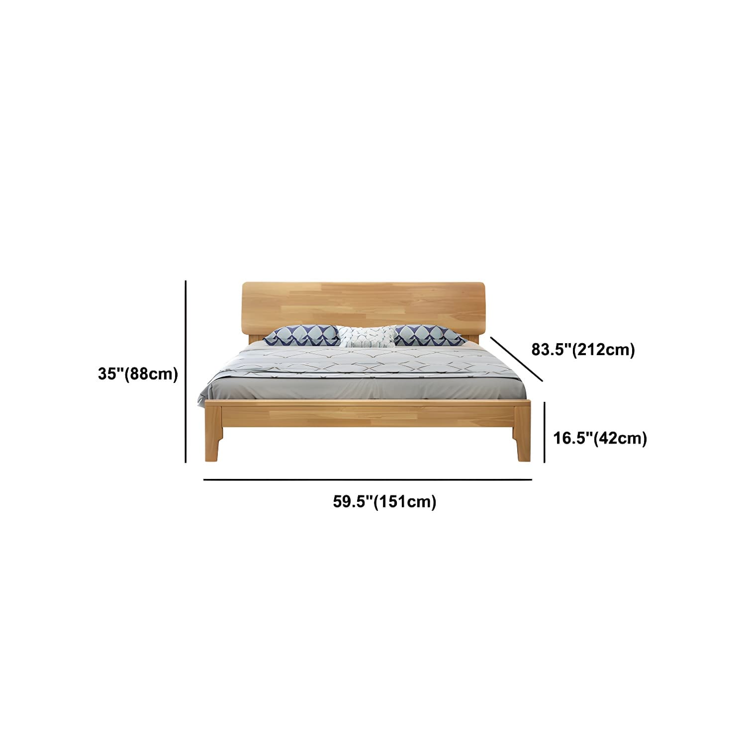 34.64" High Traditional Panel Bed with Storage Brown Rubberwood Bed - image 15