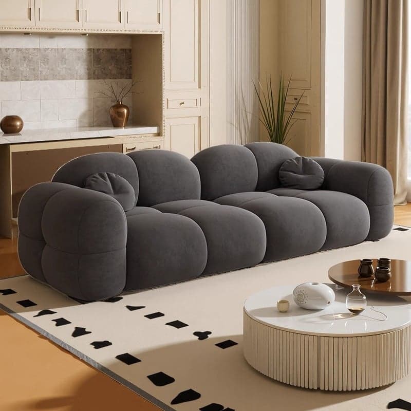 Trendy Solid Color Stain Resistant Loveseat in Black/Dark Gray/Taupe for 2 People with 2 Pillows - image 4