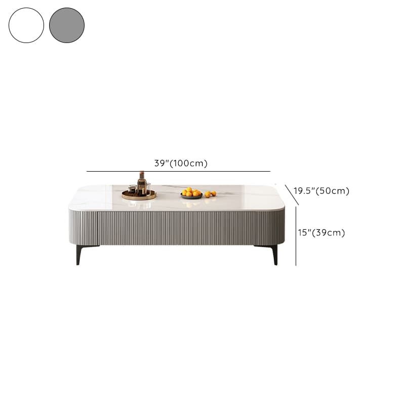 Mission Style Single Oblong Stone Coffee Table with 4 Legs for Home - image 14