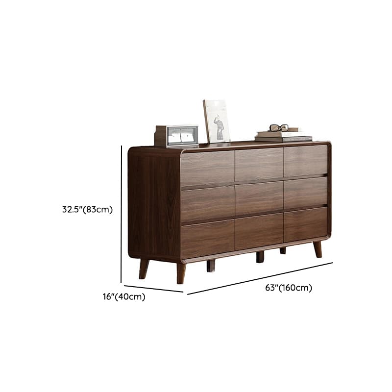 Cocoa Retro Rubberwood Console Dresser/Semainier with 6/9/5 Drawers, Horizontal/Vertical for Sleeping Quarters - image 14