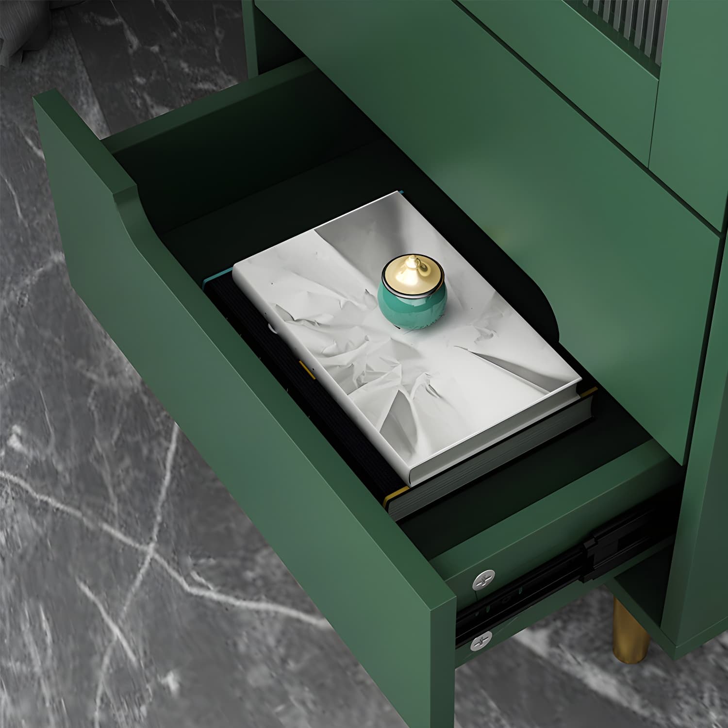 Modern Wooden Accent Cabinet with 2 Drawers and Glass Door Cabinet - image 10