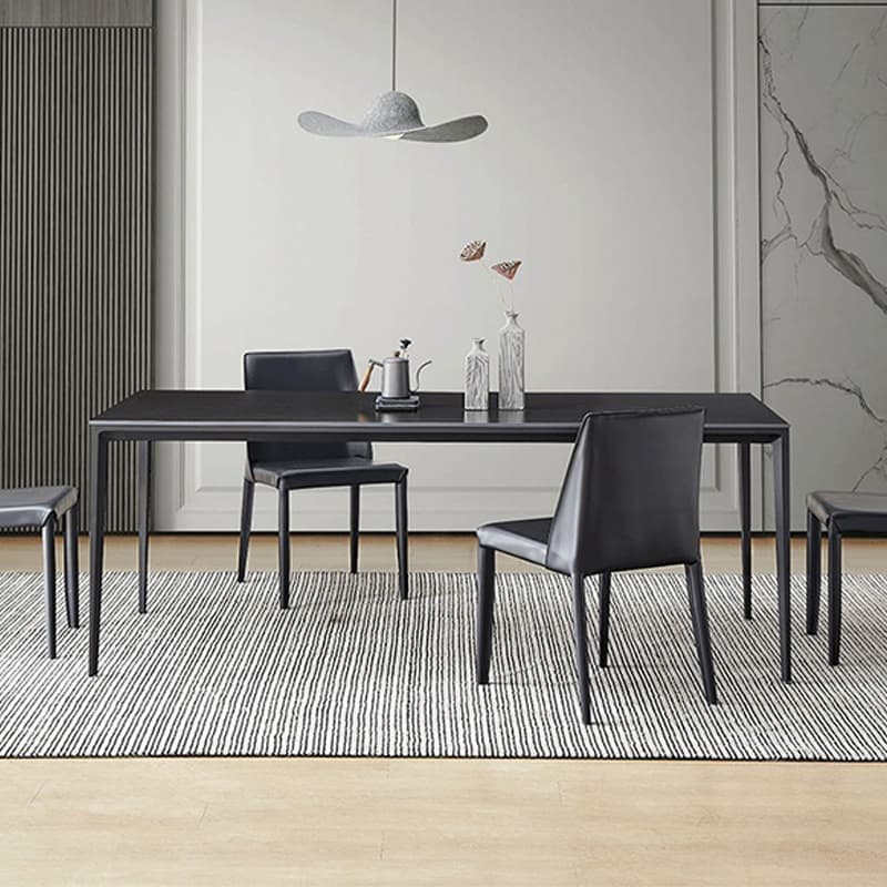 Elegant Industrial Style Dining Set in Black - 7 Piece with Metal Material - image 4