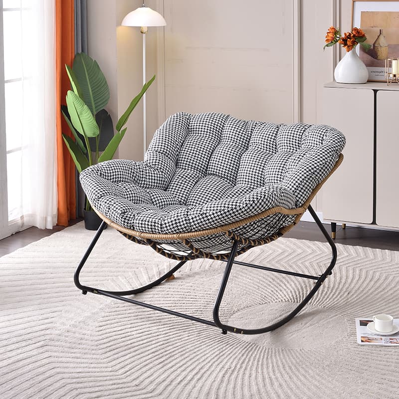 Modern Simple Style Alloy Rocking Chair Couch with Scratch-defiant Cushioned Upholstery - image 3