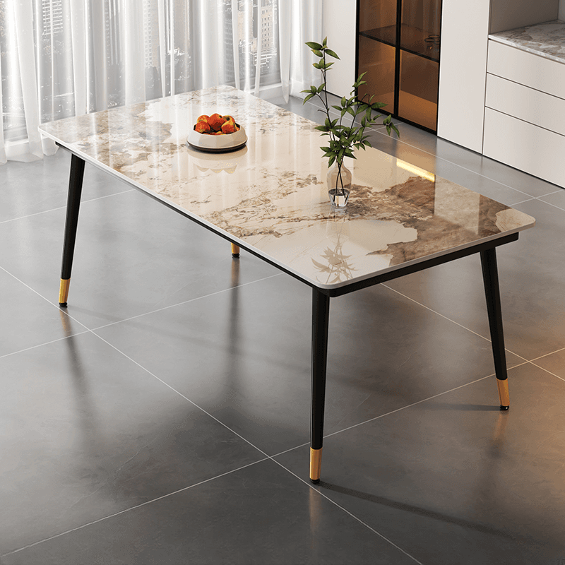 Art Deco Rectangle Scratch-repellent Fixed Table/Dining Table with Ink legs and Sintered Stone top Seats 4/Seats 8/for 6 - image 6