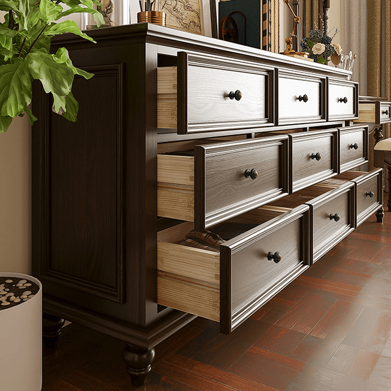Classic Cocoa Lumber Horizontal/Vertical Console Dresser/Lingerie Chest/Bachelor Chest with 9 Drawers/7 Drawers/6 Drawers