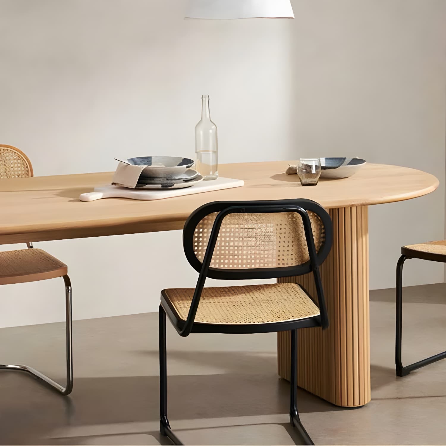 Modern Solid Wood Dining Table Oval Table with Double Pedestal - image 9