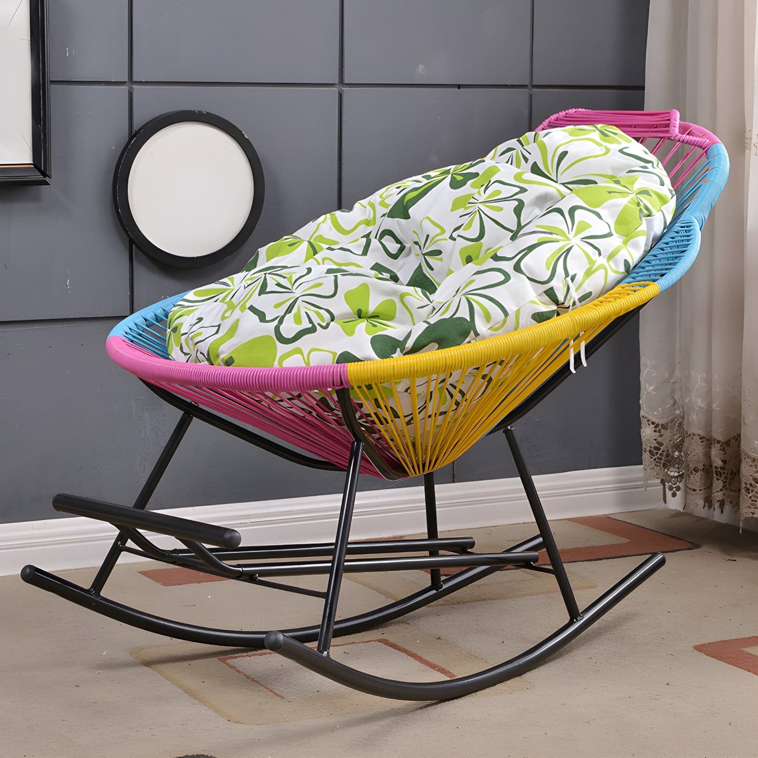 Modern Minimalist Rocker Chair Metal Frame Spindle Rocker Chair for Home - image 4