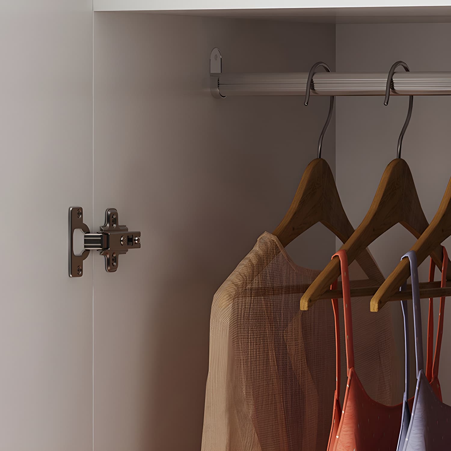 Wood White Modern Wardrobe Armoire with Drawers, Shelves, and Clothing Rod - image 8