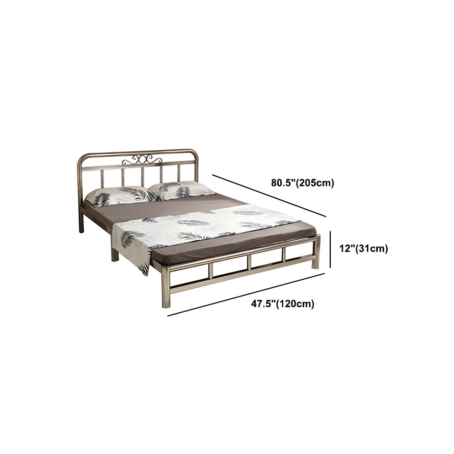Silver Modern Steel Bed Rectangular Minimalist Bed with Metal Legs - image 11