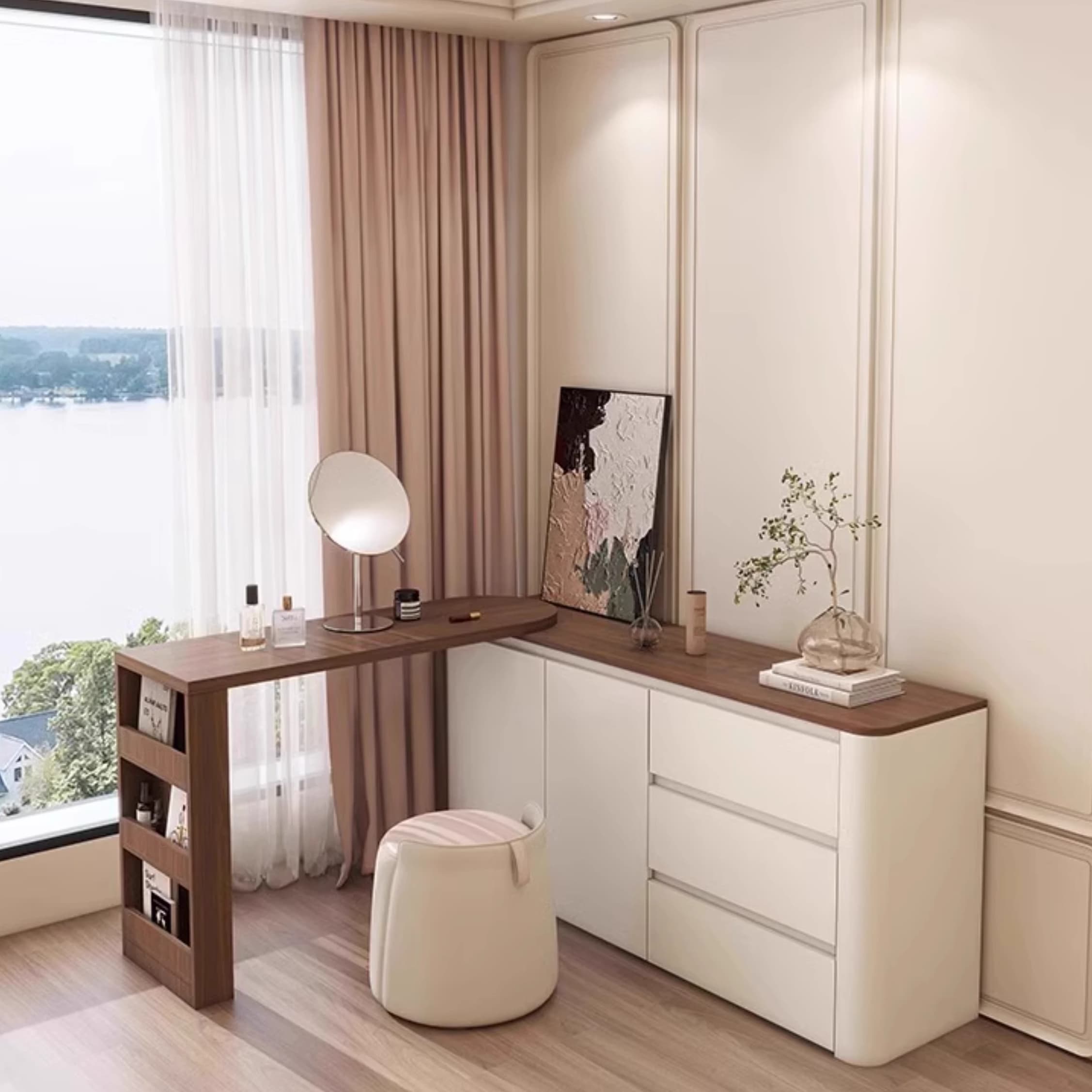 Modish Engineered Wood Large Makeup Vanity with 3 Drawers - image 4