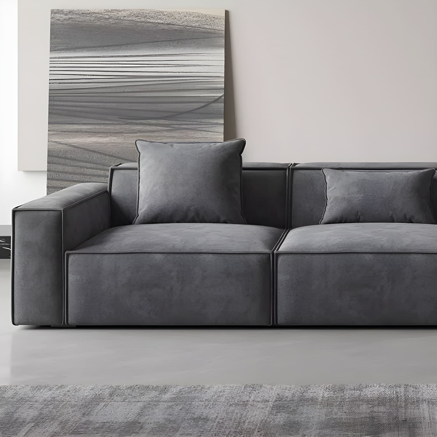 Modern Gray Square Arm Sectional Sofa Upholstered in Polyester Blend - image 8