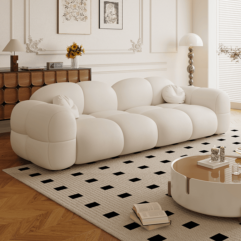 Modern Solid Color Tear Resistant Standard Sofa in Grey/White/Citrus Color with Seating Capacity for 5/4-seater/3-seater and 2 Pillows - image 4