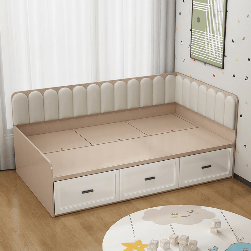 Cream Solid Color Storage Included with 3 Storage Boxes for Bedroom