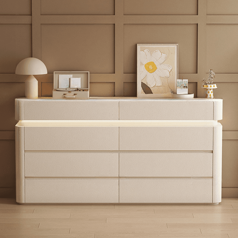 Simplistic Hardwood Double Dresser with 8 Horizontal Drawers and LED Lights - image 3