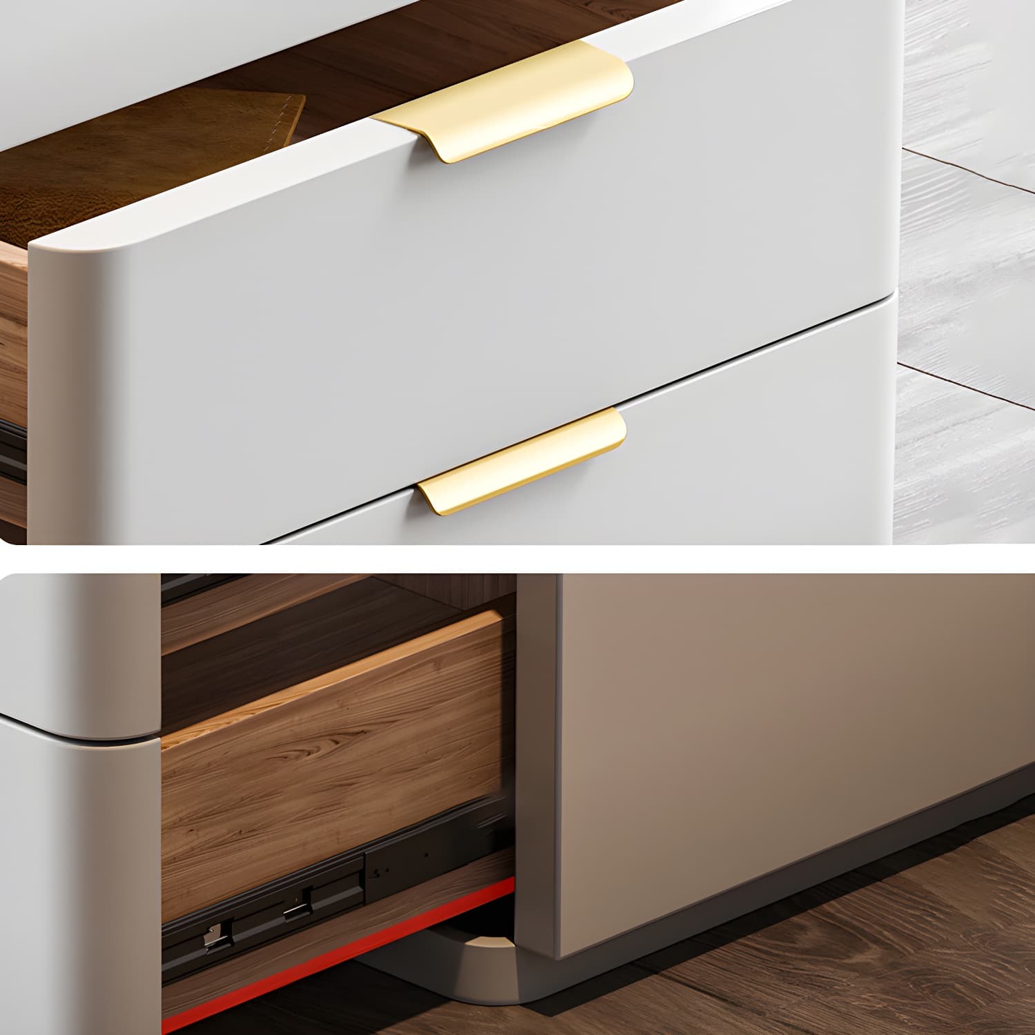 Contemporary Accent Table Nightstand Leather Nightstand with 3 Drawers - image 16