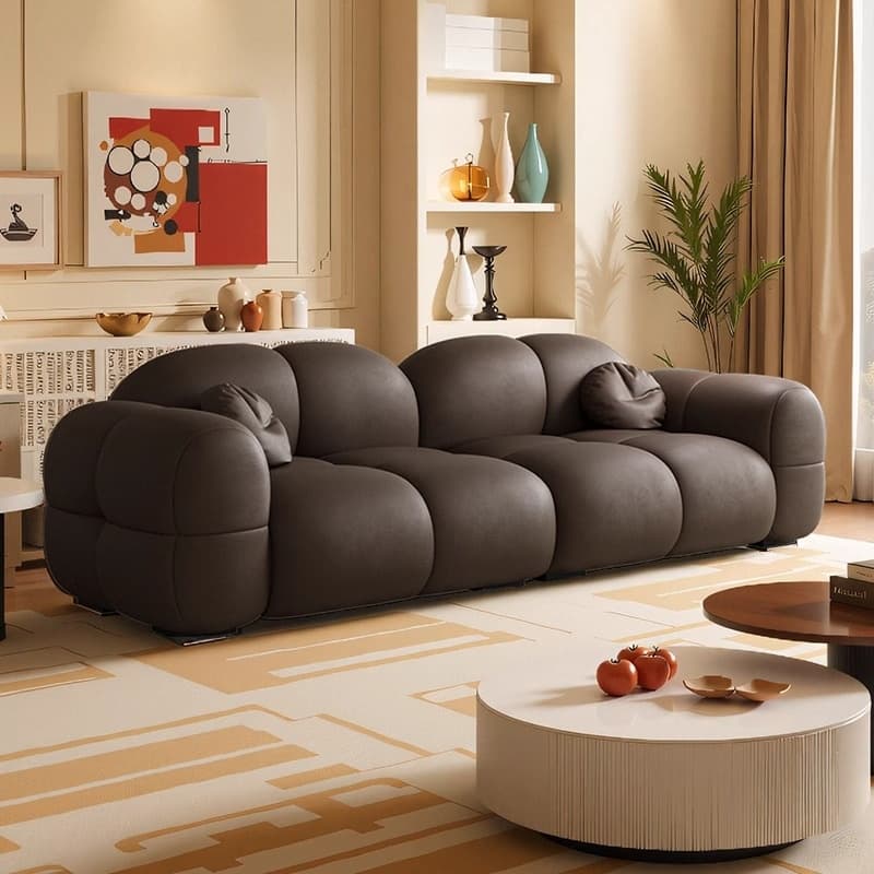 Trendy Solid Color Stain Resistant Loveseat in Black/Dark Gray/Taupe for 2 People with 2 Pillows
