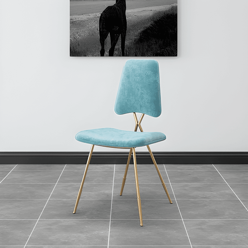 Upholstered Firm Armless Chair with Aureate Legs and Foot Pads for Dinette