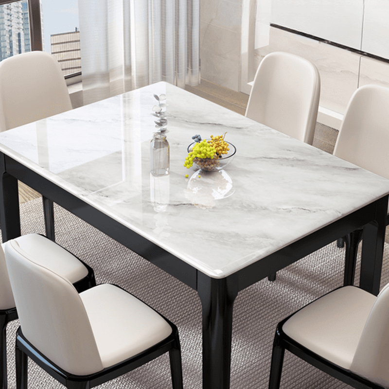 Trendy Slate Dining Table Set with Four Legs, Padded Chair, Back, Chalk Color