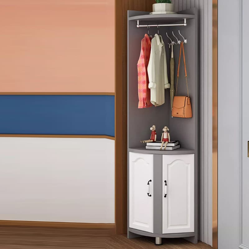 Scandinavian Wood Corner Accent Cabinet with 1 Cabinet and Opening Shelves for Room - image 5