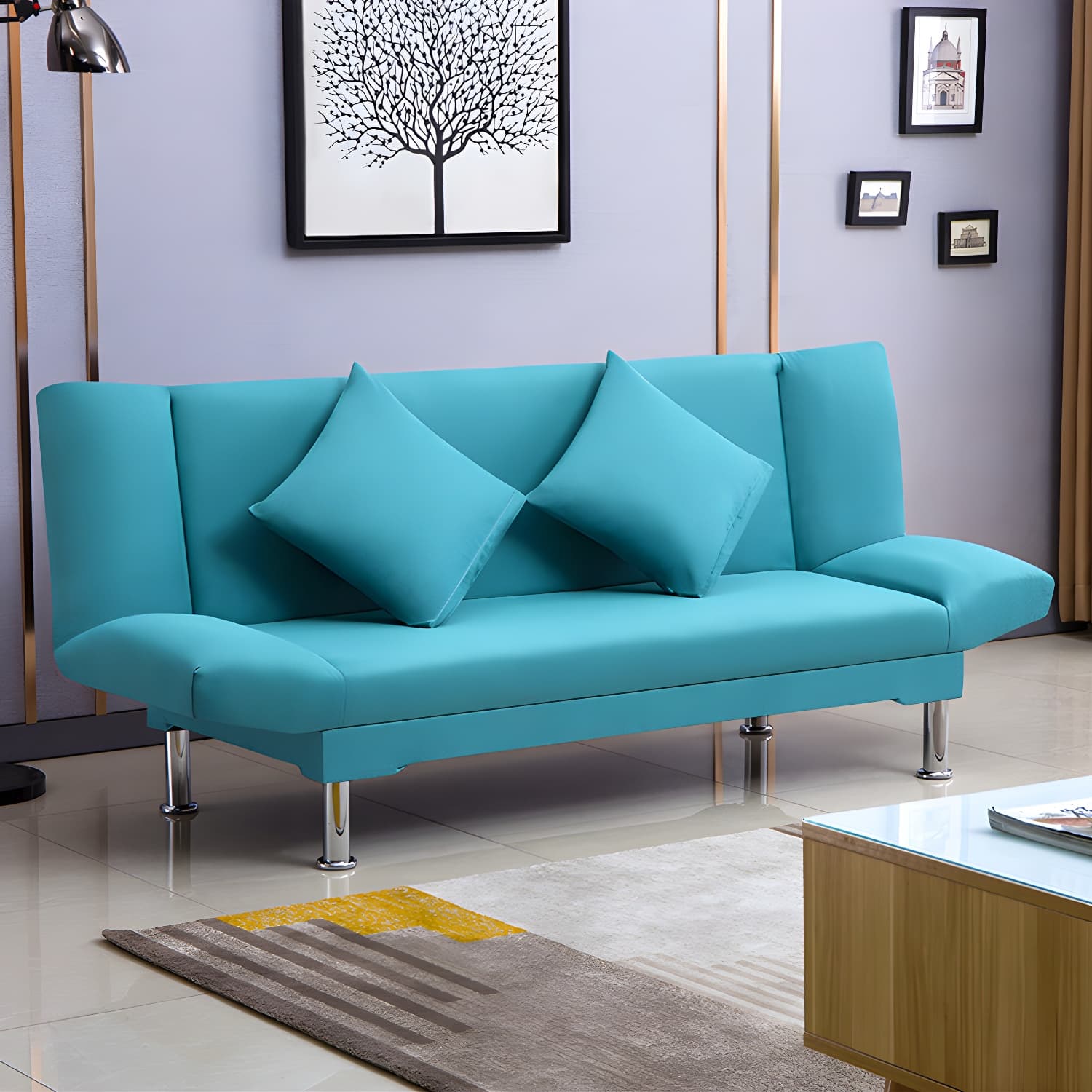 Silver Transitional Modern Tight Back Sofa Bed 29.53"High Armless Sofa Bed - image 22