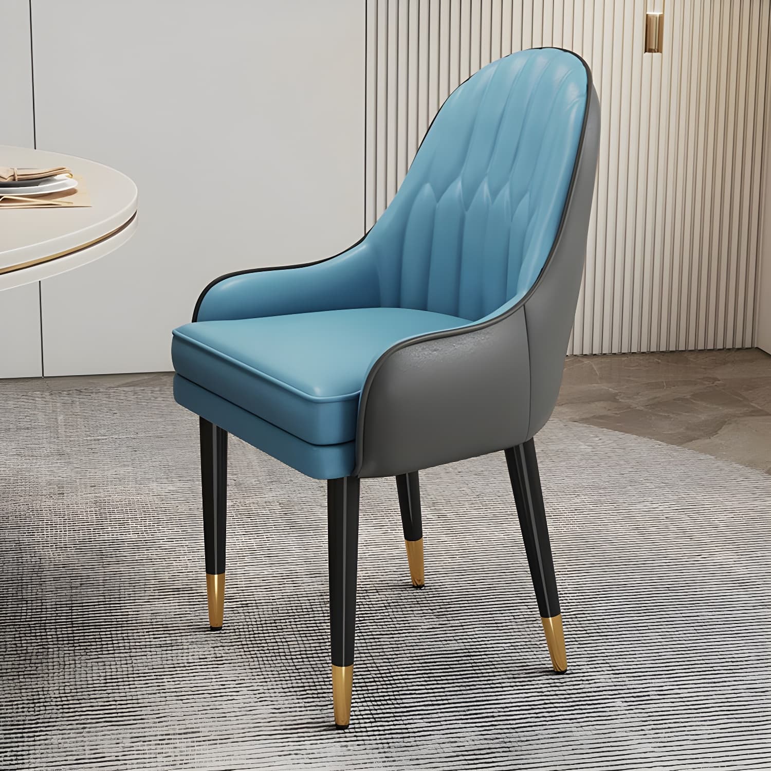 Glam Arm Chair with Upholstered Faux Leather, Solid Back, and Metal Legs - image 9