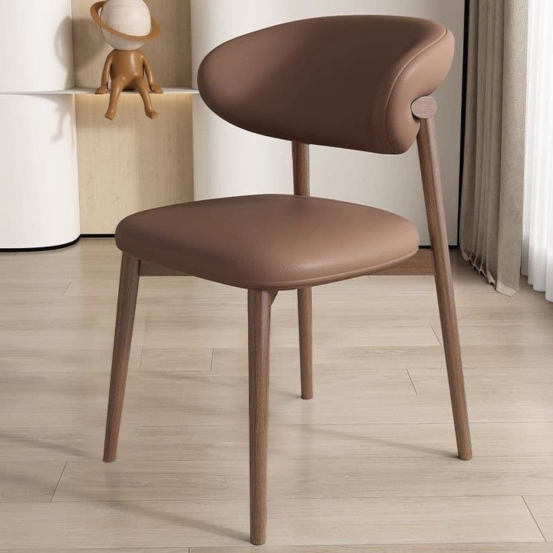 Modern Padded Armless Chair with Lumber Legs and Low Back