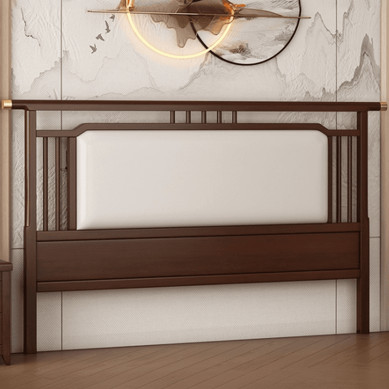Modish No Distressing Timber Panel Headboard with Rectangle/Stepped Shape for Queen/King/Full Bed, Featuring Sponge Upholstery and Standard Height - image 4